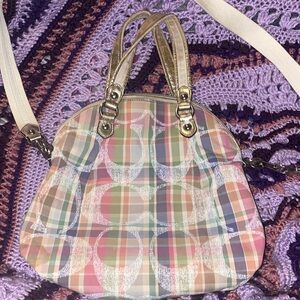 Coach Poppy Madras Satchel Handbag 19697 bag purse